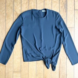 Babaton Aritzia Front Tie Asymmetrical Flowy Soft Blue Blouse Size XS